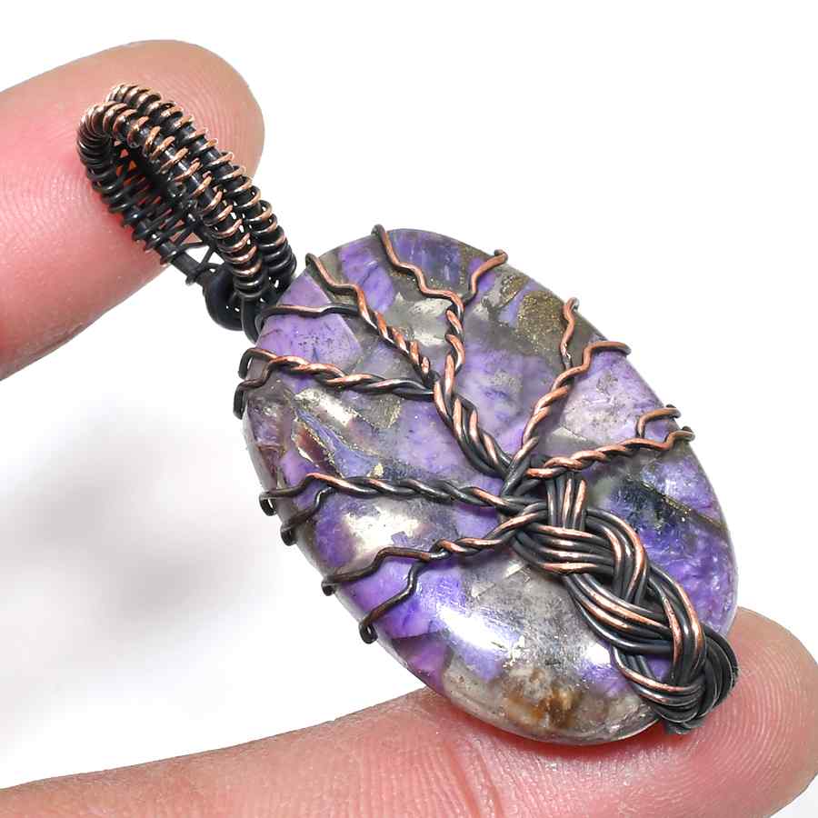 Ezra’s Veil – Oxidized Copper & Amethyst Pendant