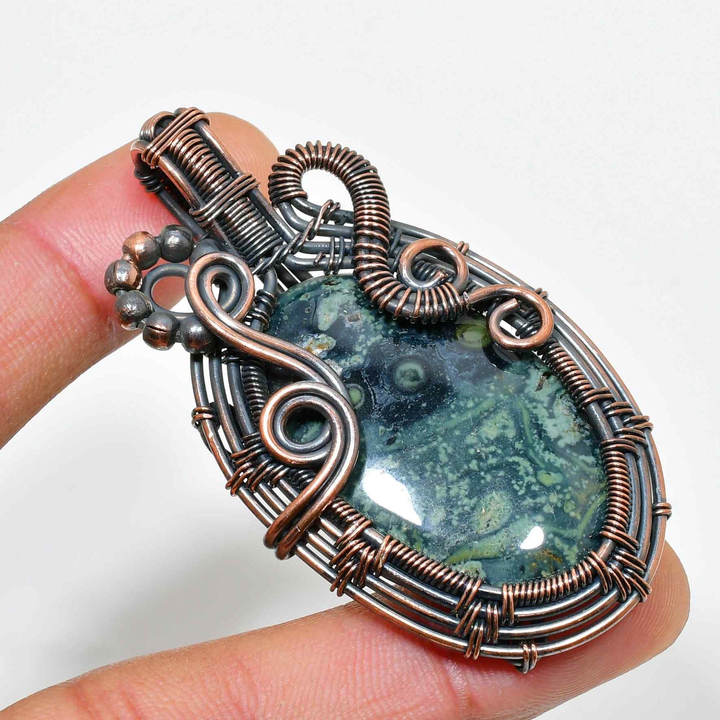 Serenity’s Embrace – Copper Wire Stone Pendant