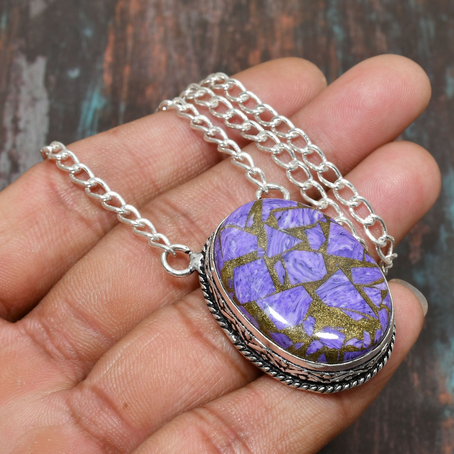Mystic Mosaic – Sterling Silver Lapis Lazuli Pendant