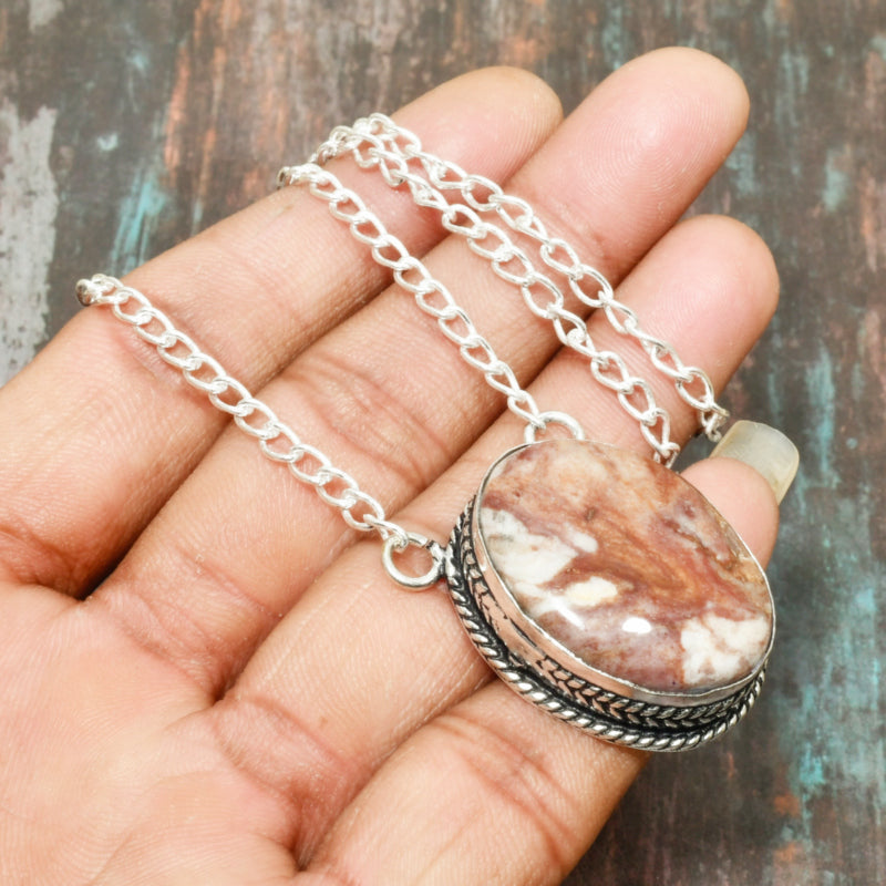 Wildflower Whisper – Silver-Wrapped Natural Stone Necklace