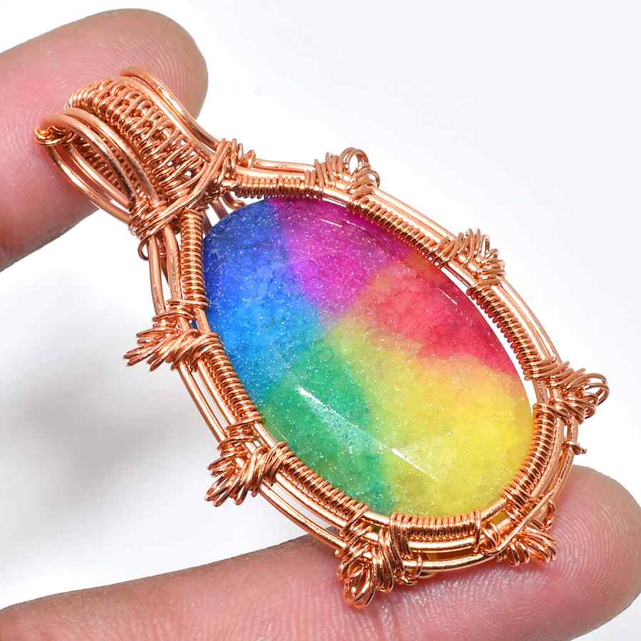Prismatic Joy – Rose Gold Druzy Quartz Pendant