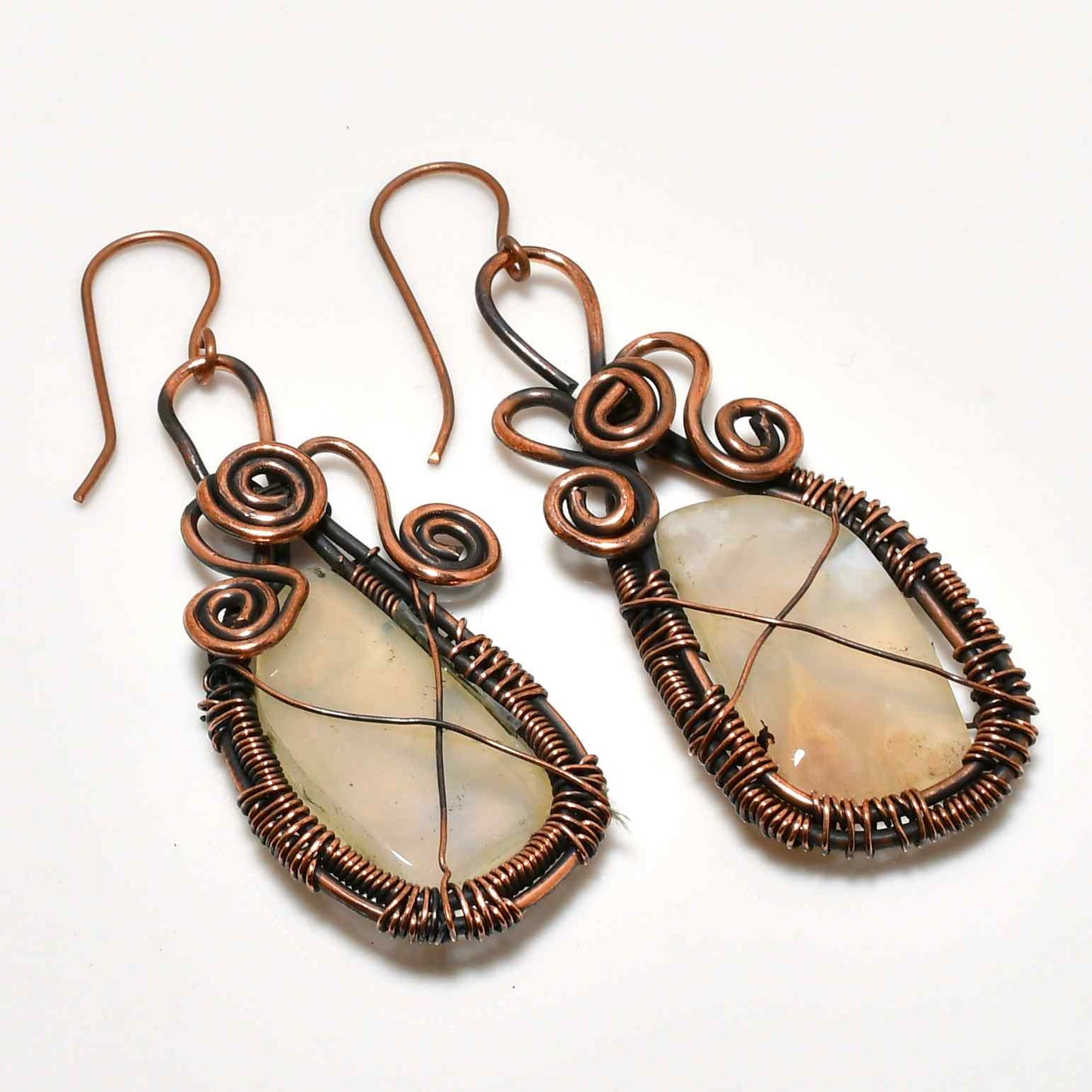 Earth’s Embrace – Copper-Wrapped Gemstone Earrings