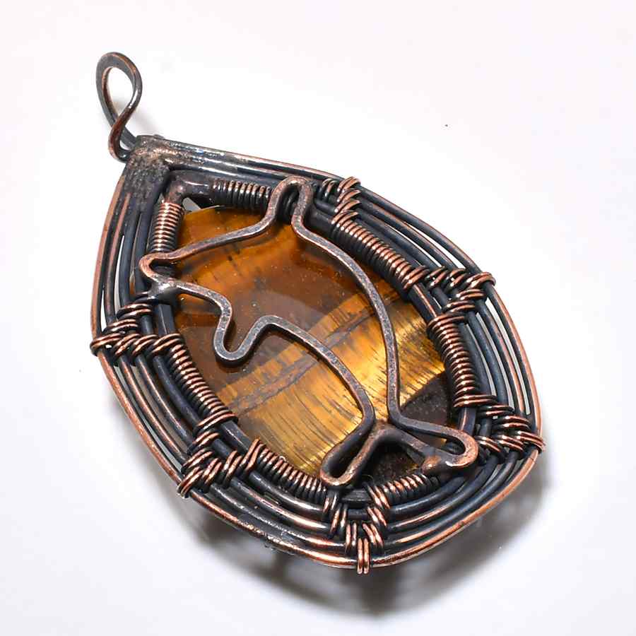 Golden Serenity – Tiger’s Eye Copper Pendant