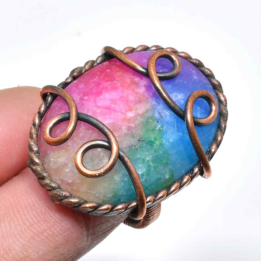 Prismatic Joy – Rainbow Drusy Copper Ring