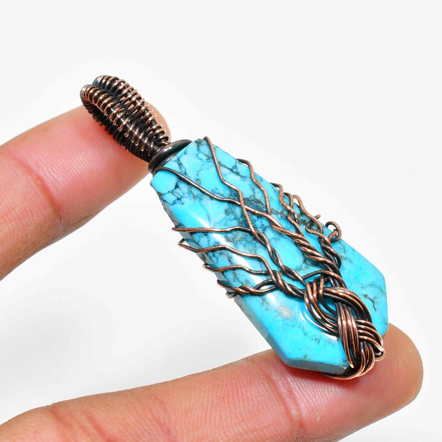 Turquoise Whisper – Handwrapped Copper & Turquoise Pendant