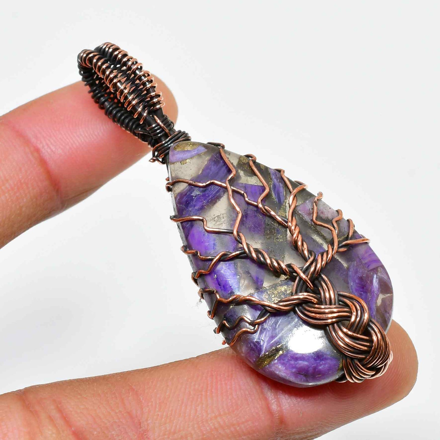 Ezra’s Veil – Handcrafted Amethyst & Oxidized Copper Pendant