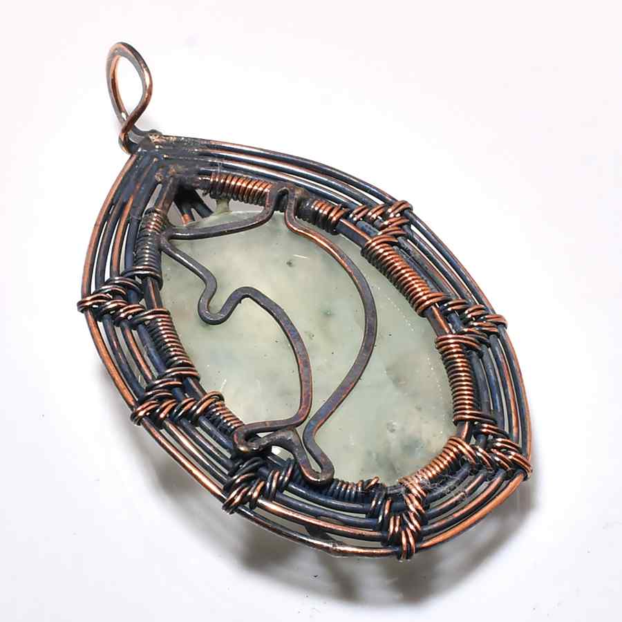 Ocean Whisper – Rustic Copper Jade Pendant