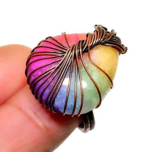 Serenity Spectrum – Rainbow Fluorite Copper Ring