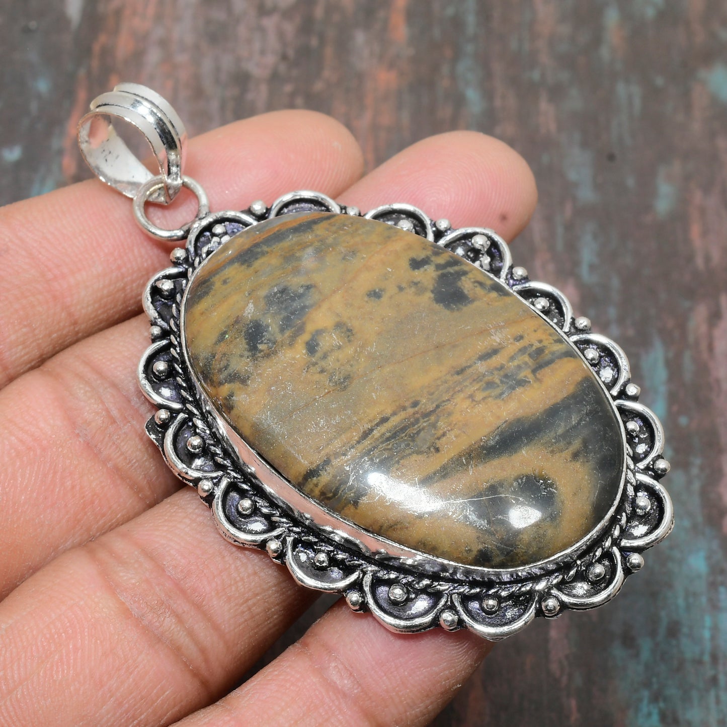 Aurora’s Shield – Tiger’s Eye Silver Pendant