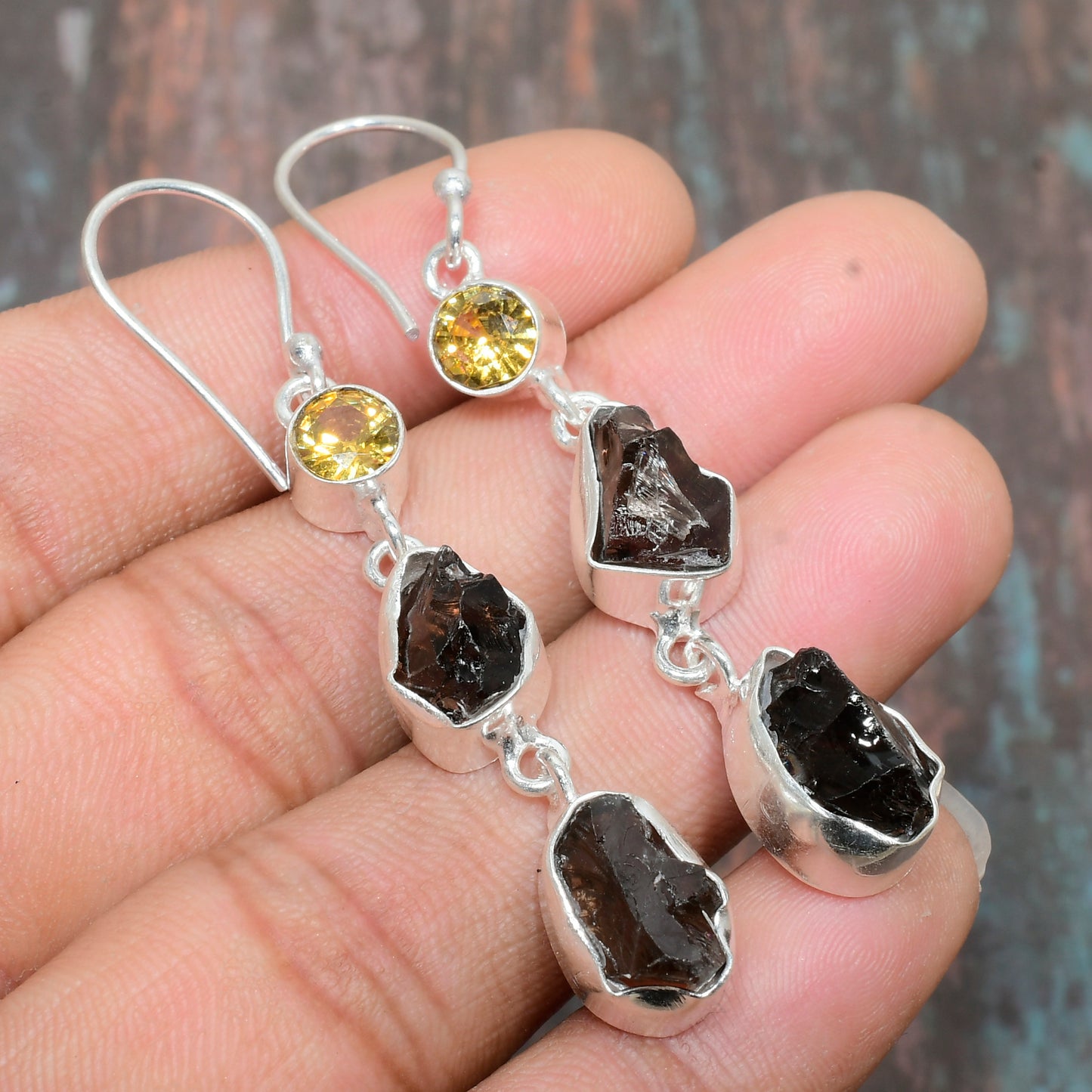 Balanced Brilliance – Tourmaline & Citrine Earrings
