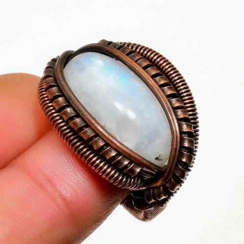 Luna’s Tranquility – Oxidized Copper Moonstone Ring