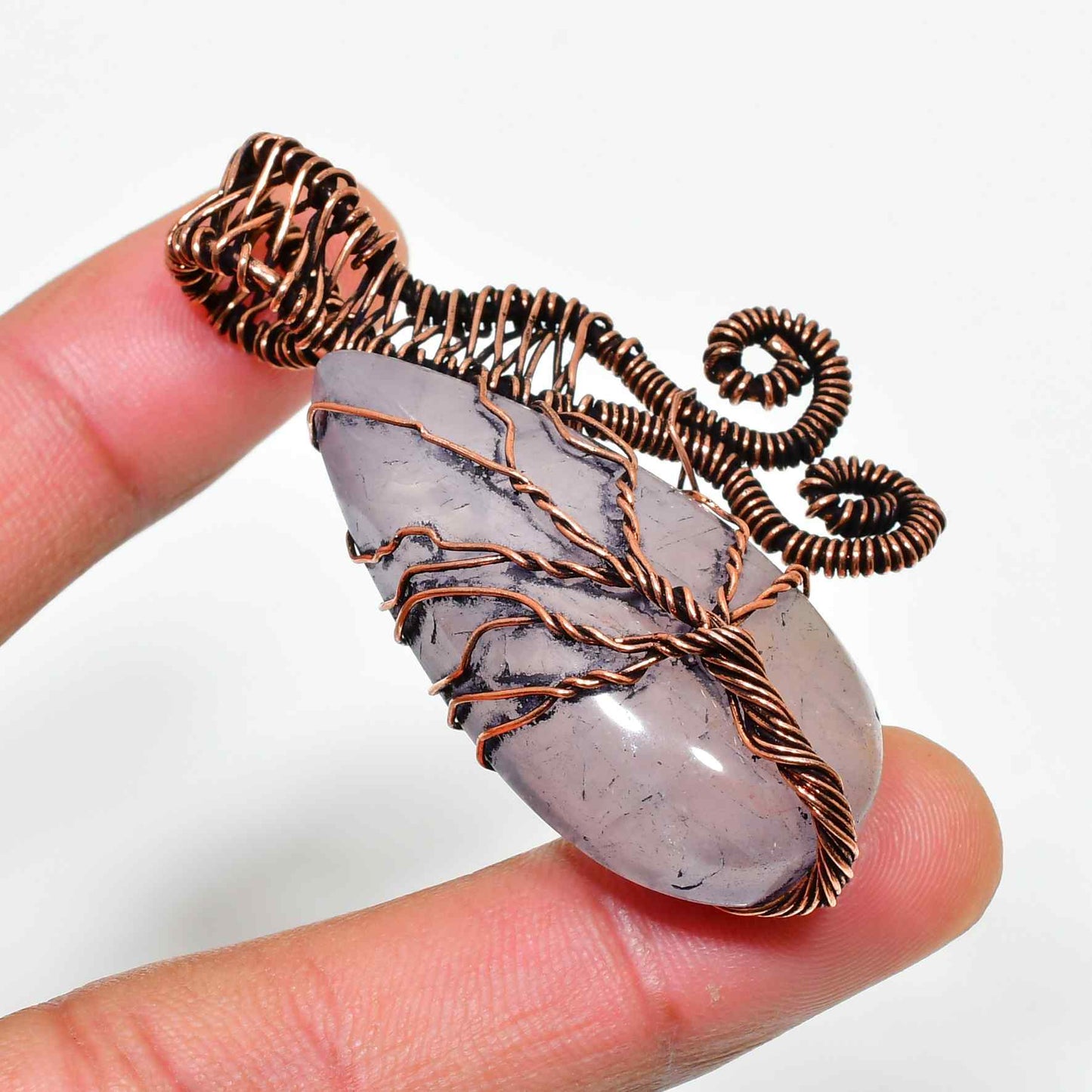 Ezra’s Veil – Amethyst & Oxidized Copper Pendant