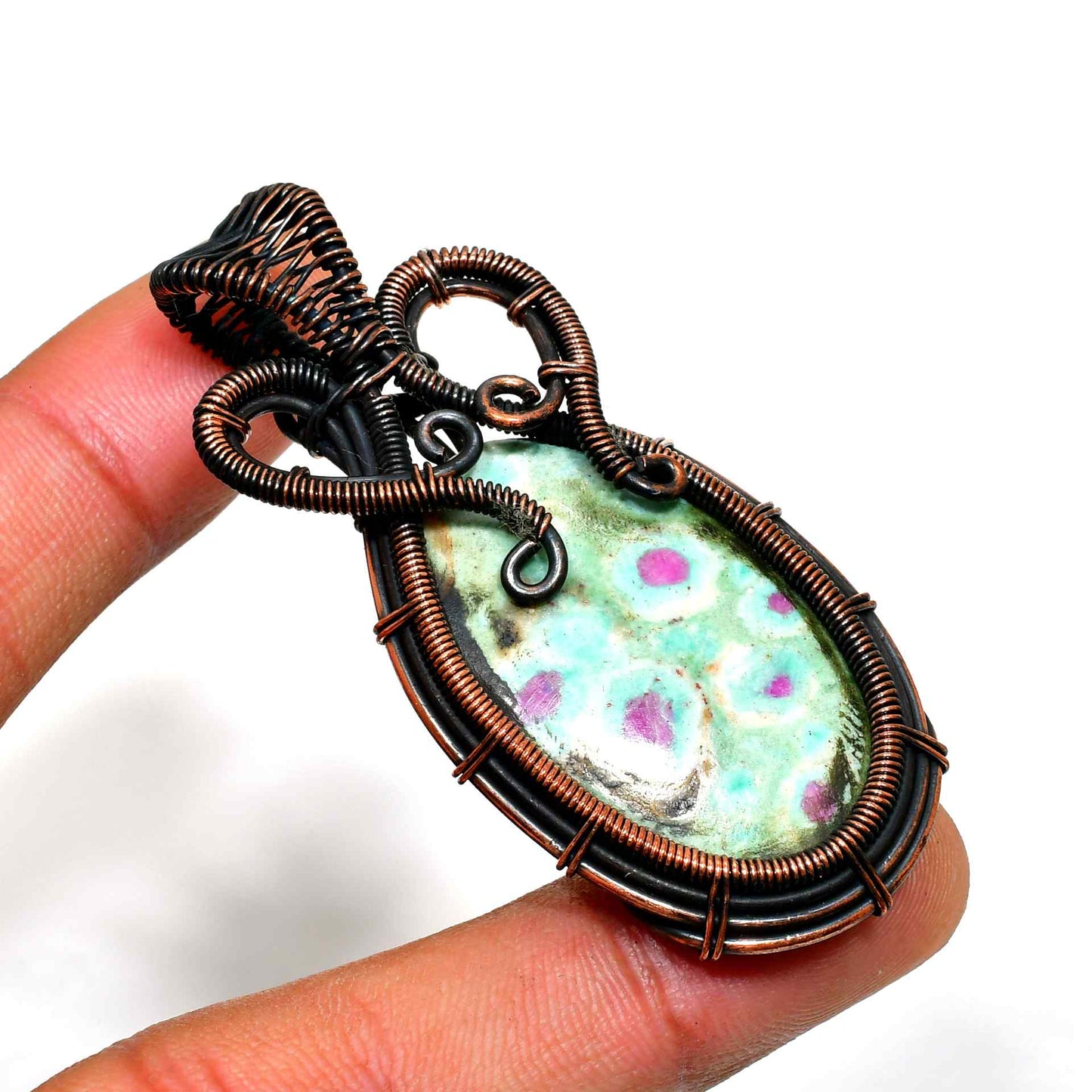 Earth’s Embrace – Copper-Wrapped Natural Stone Pendant