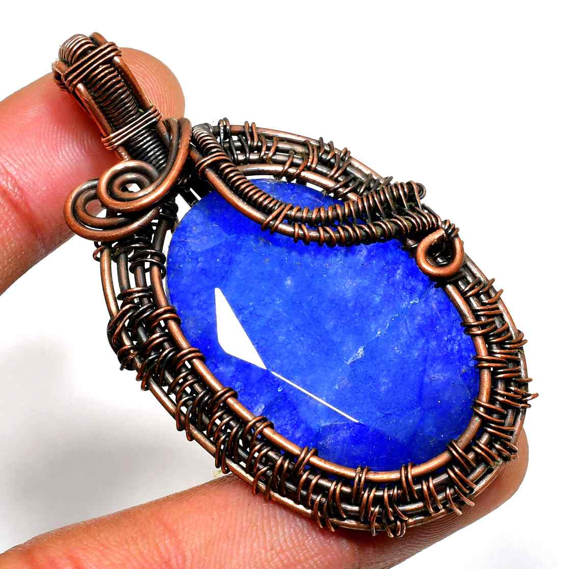 Azure Dreamcatcher – Lapis Lazuli Copper Pendant