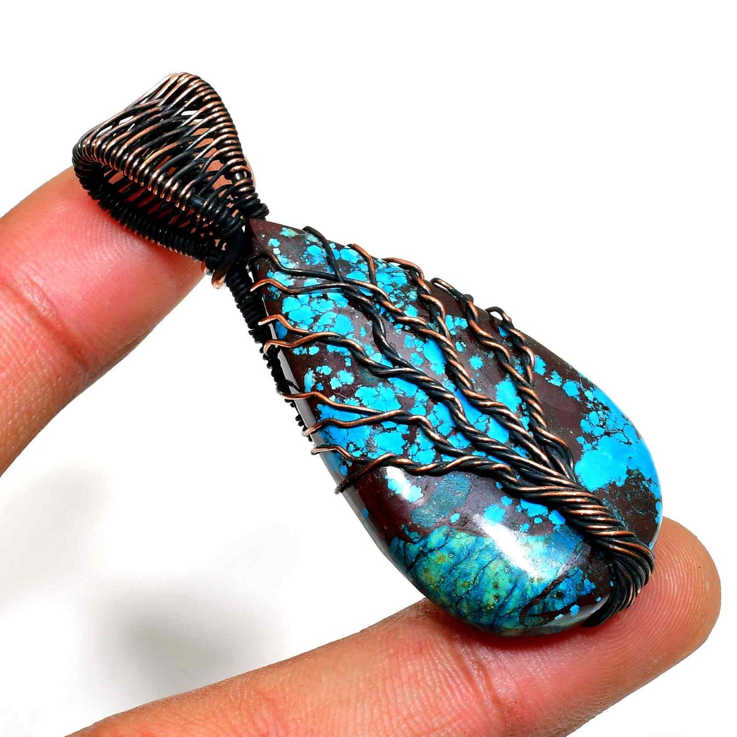 Turquoise Dream – Rustic Copper Pendant