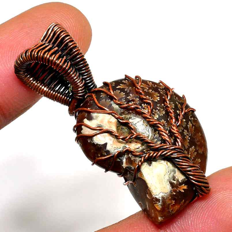 Ember’s Embrace – Agate & Copper Tree of Life Pendant