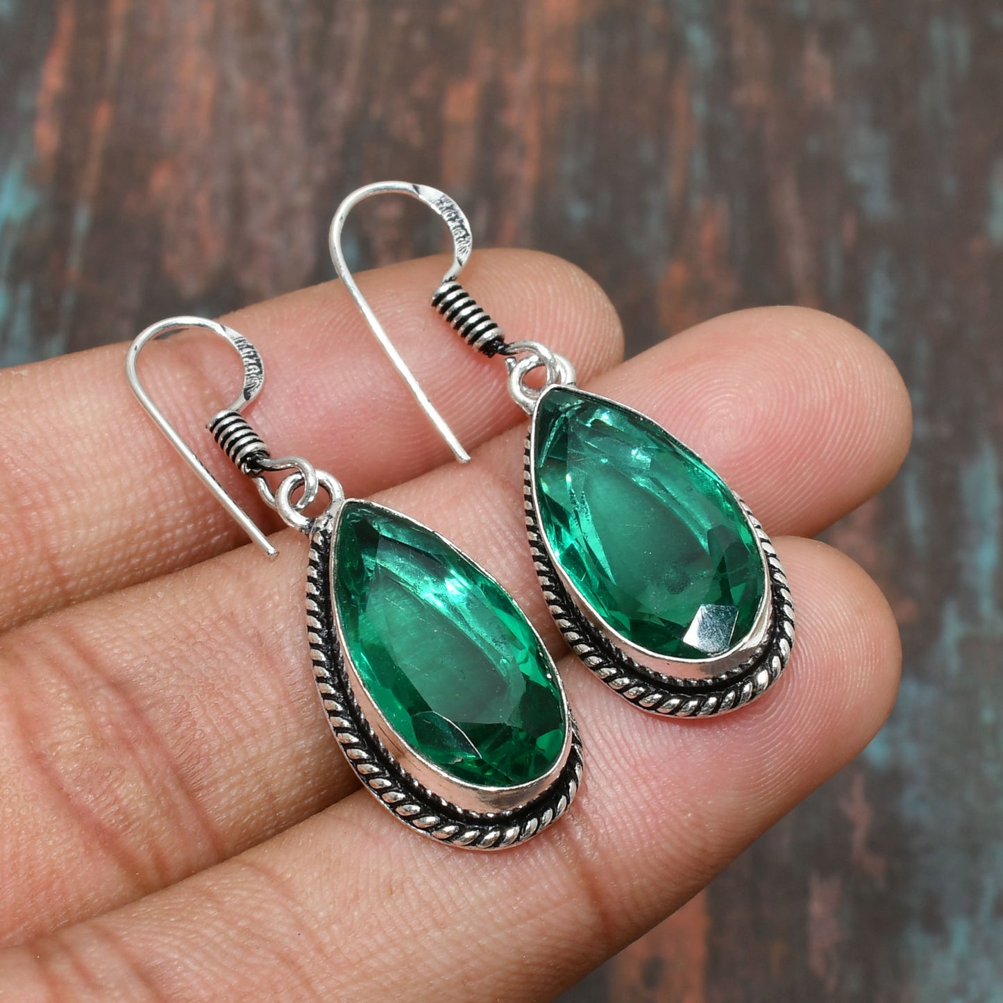 Emerald Enchantment – Sterling Silver Earrings