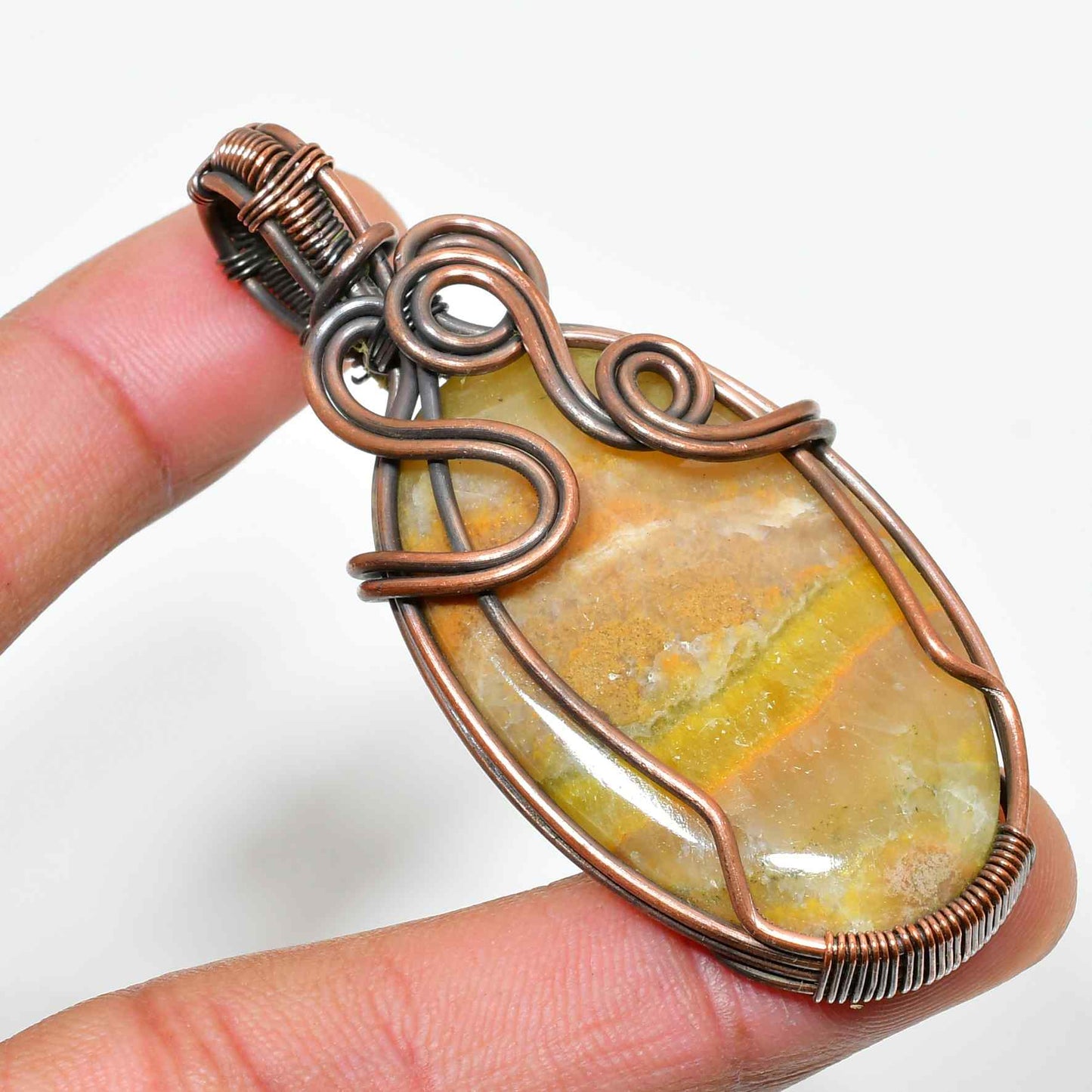 Gaia’s Anchor – Yellow-Green Jasper Copper Pendant