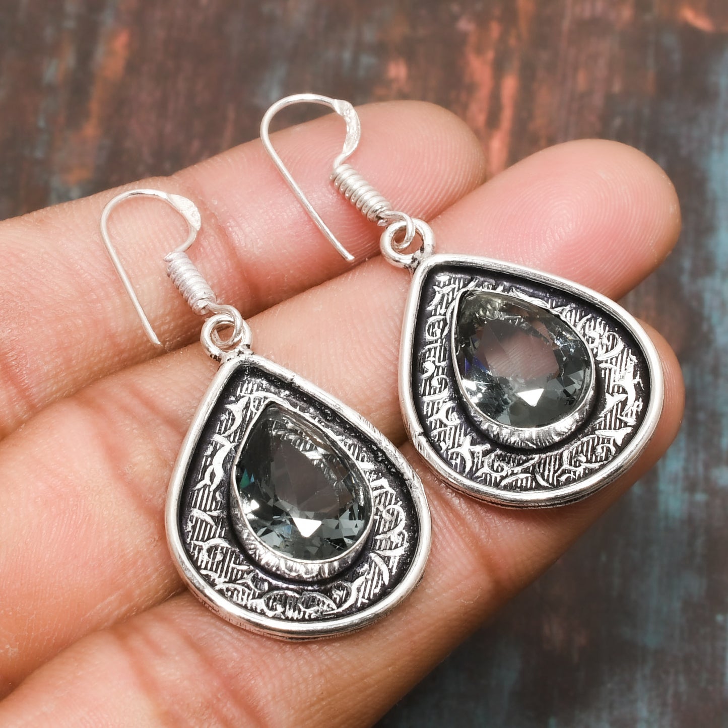 Serenity’s Tear – Sterling Silver Grey Topaz Teardrops
