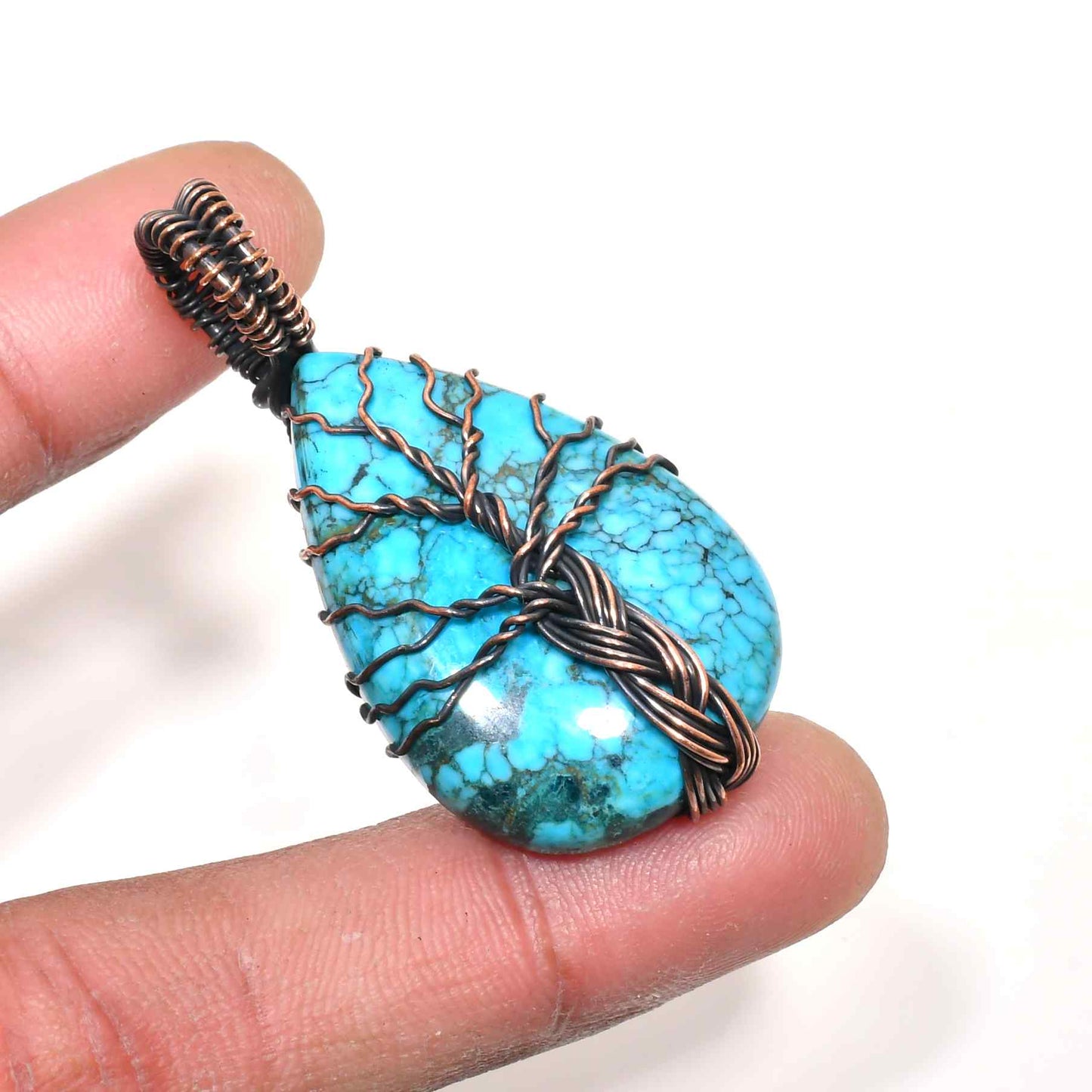 Ember’s Embrace – Turquoise Copper Pendant