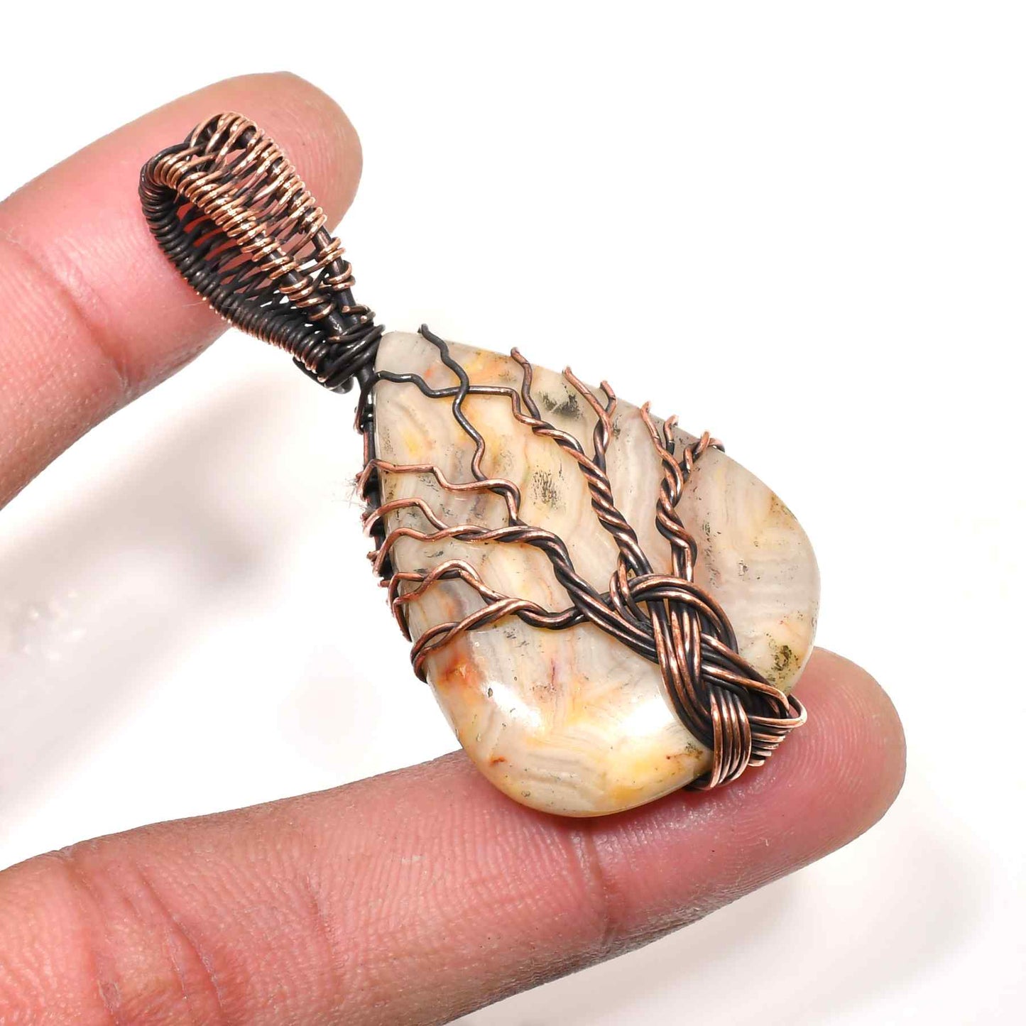 Gaia’s Harmony – Agate & Copper Pendant