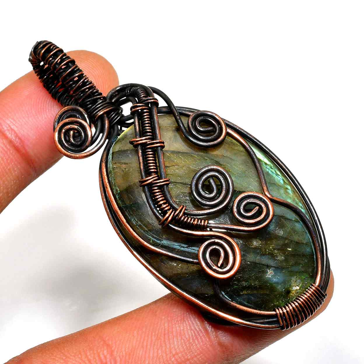 Luna’s Guardian – Labradorite Copper Pendant