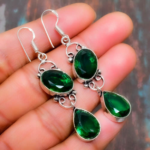 Selene’s Harmony – Emerald Drop Earrings