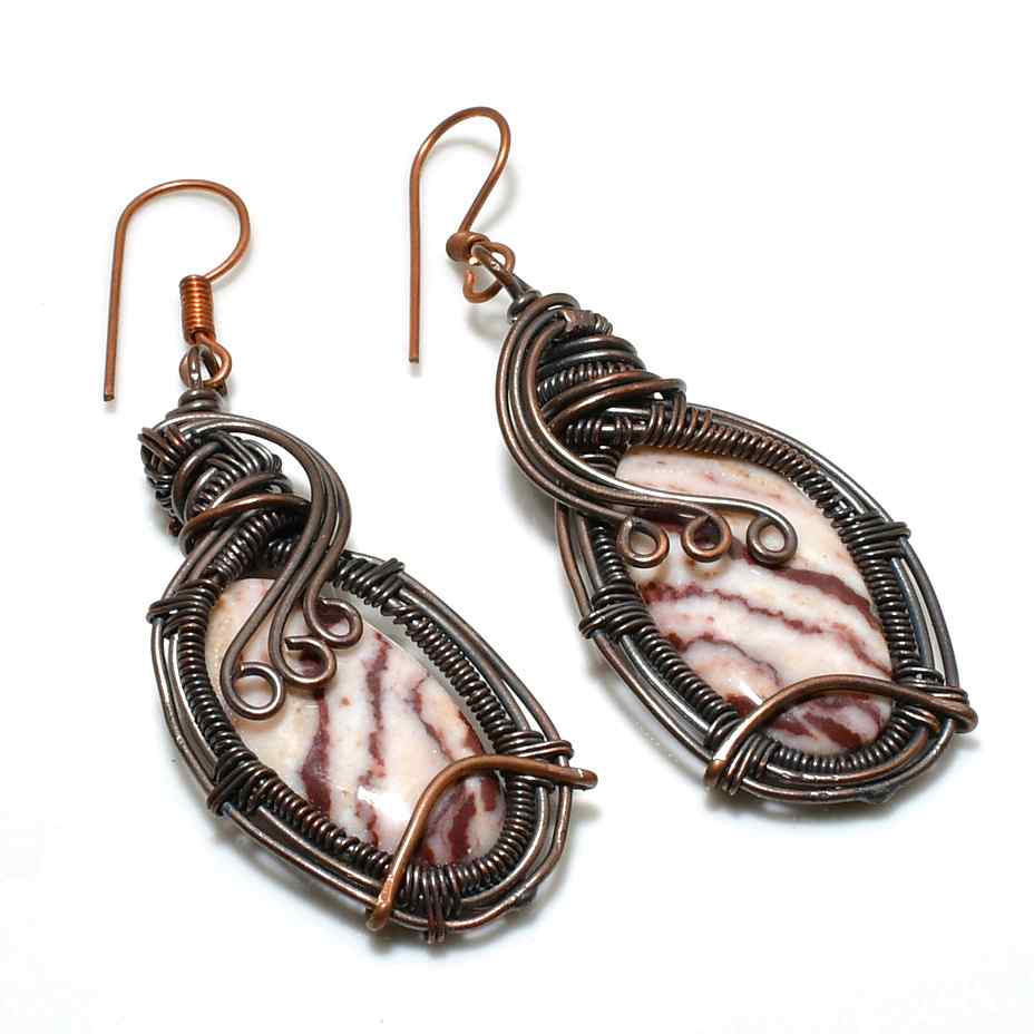 Zebra Serenade – Copper Wire Earrings