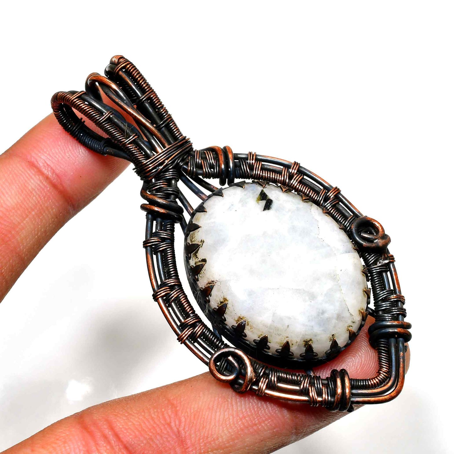 Serenity’s Embrace – White Stone & Copper Pendant