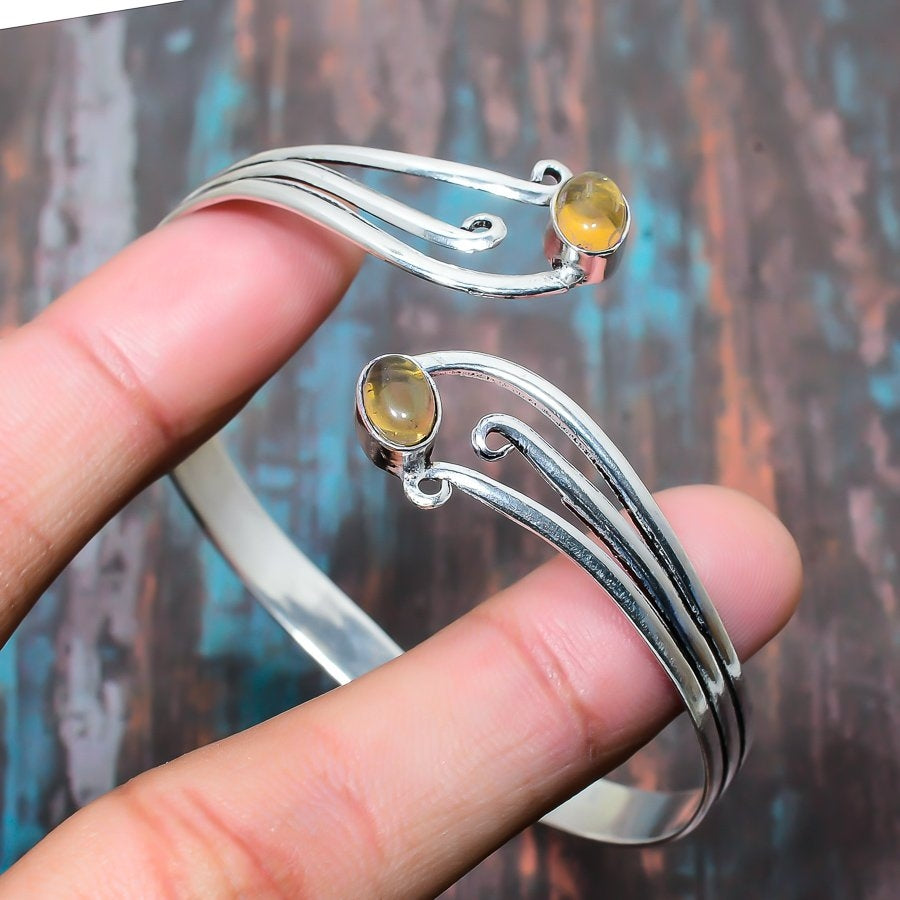 Sunlit Radiance – Sterling Silver Citrine Bangle