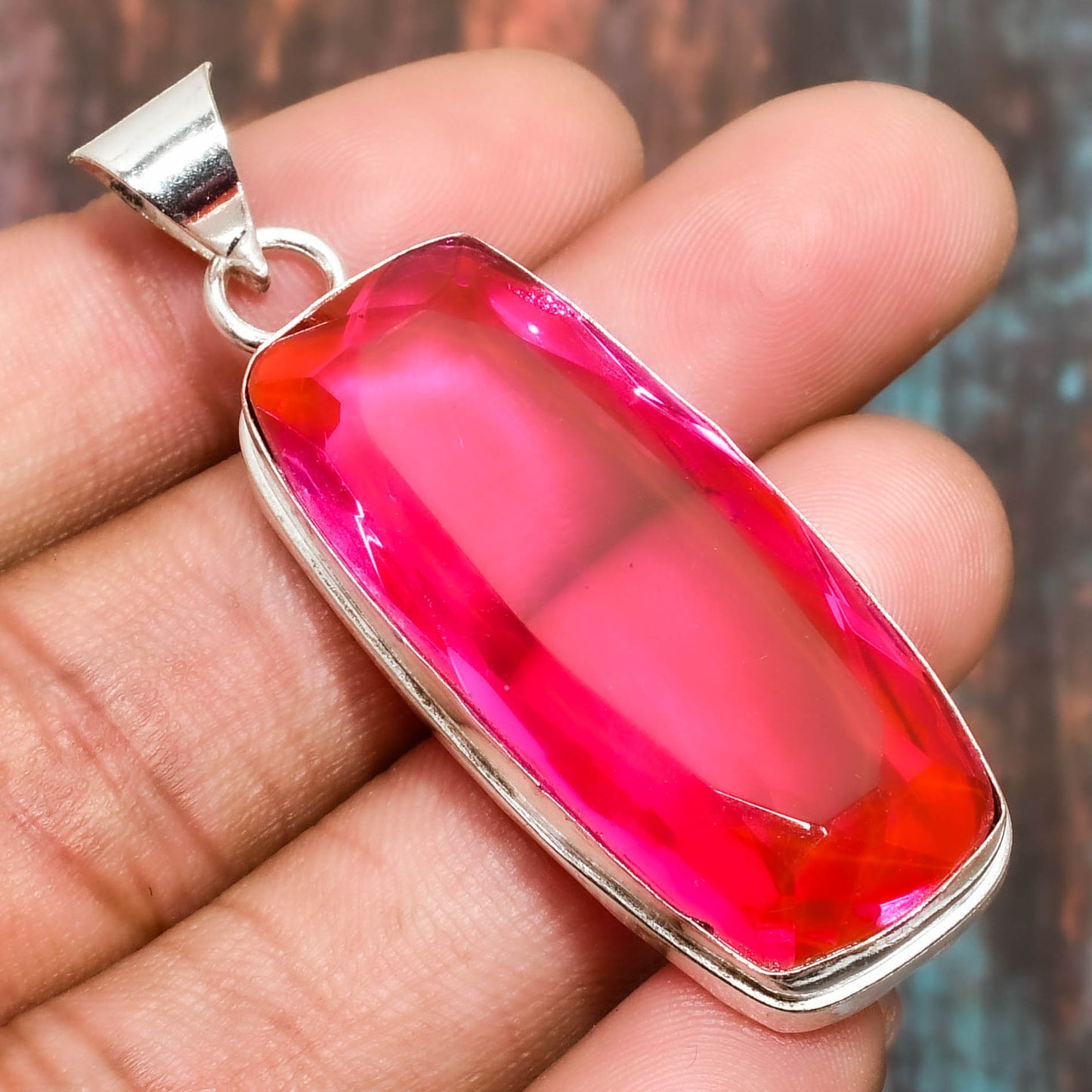 Blush Radiance – Pink Tourmaline Silver Pendant