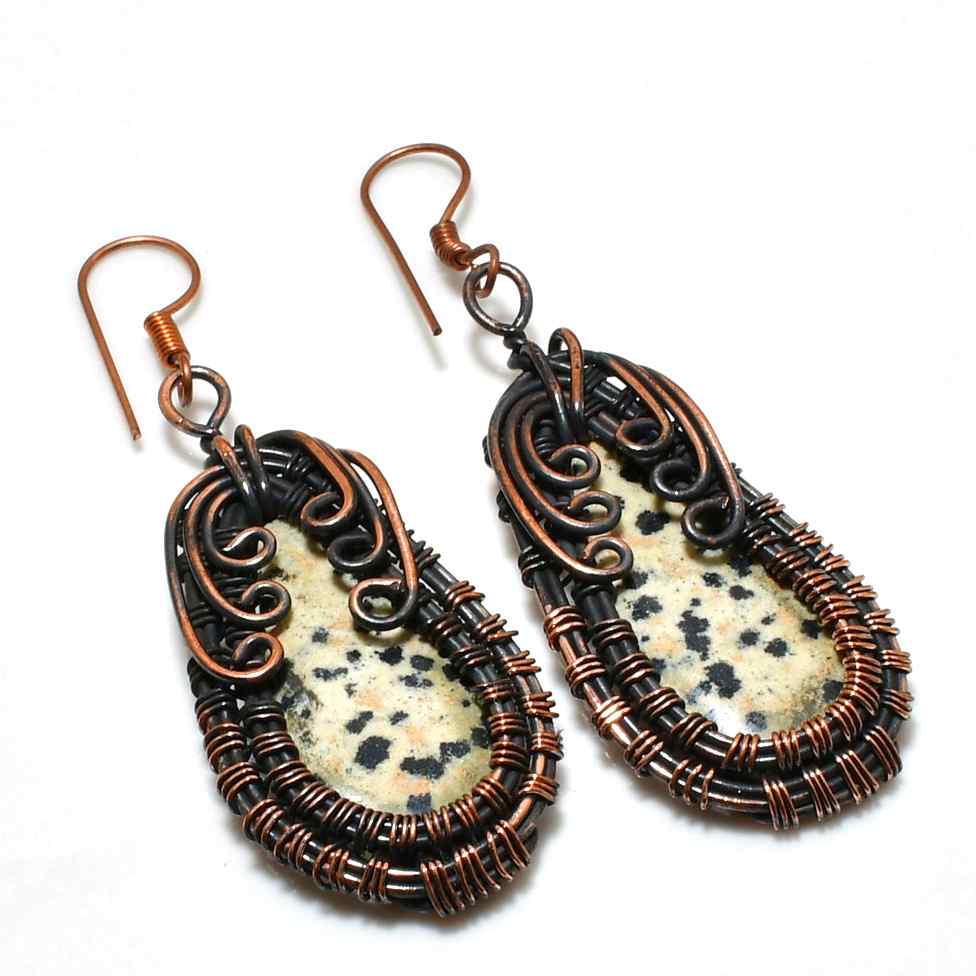 Grounded Grace – Dalmatian Jasper Copper Earrings