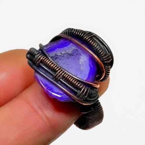 Ezra’s Veil – Amethyst & Oxidized Copper Ring