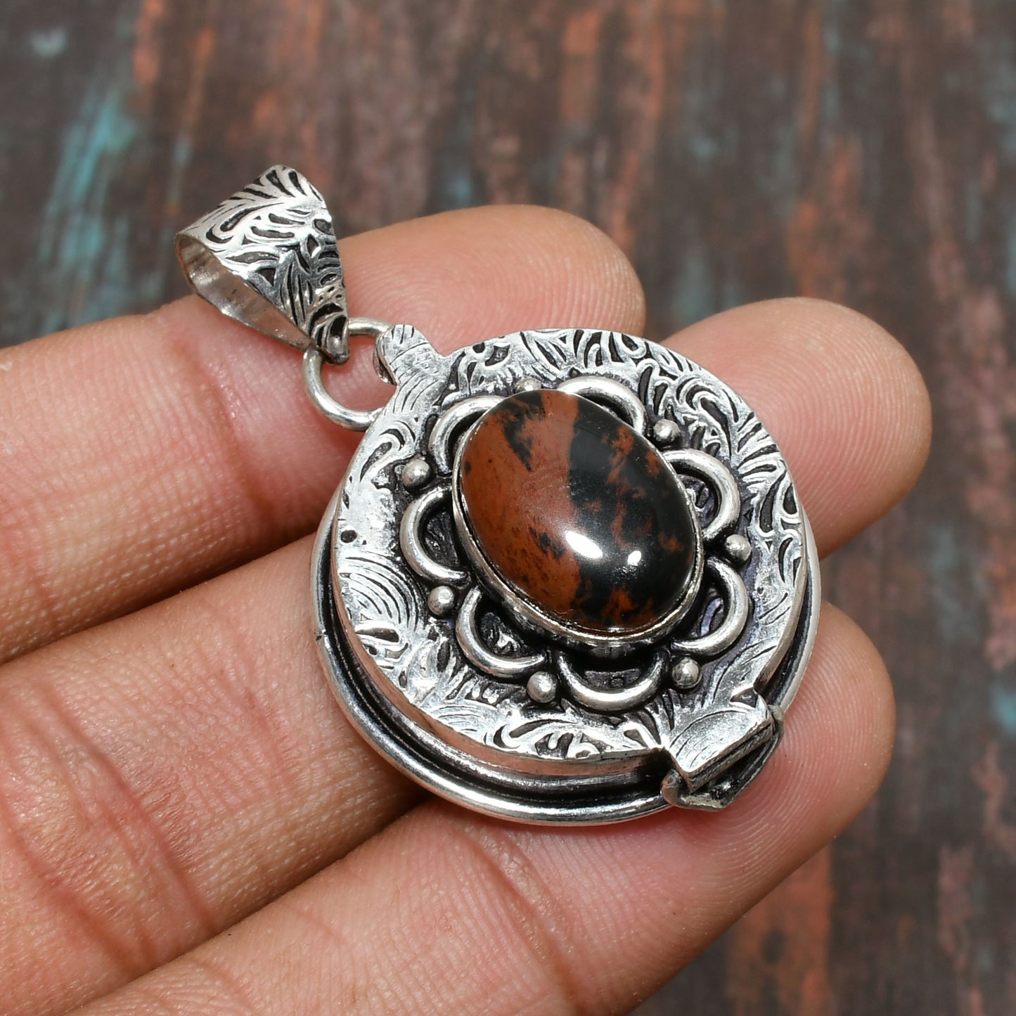 Ember’s Embrace – Red Jasper & Sterling Silver Pendant