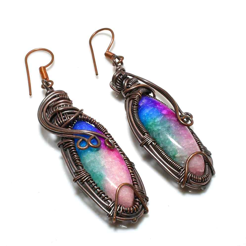 Aura Glow – Fluorite Copper Wire Earrings