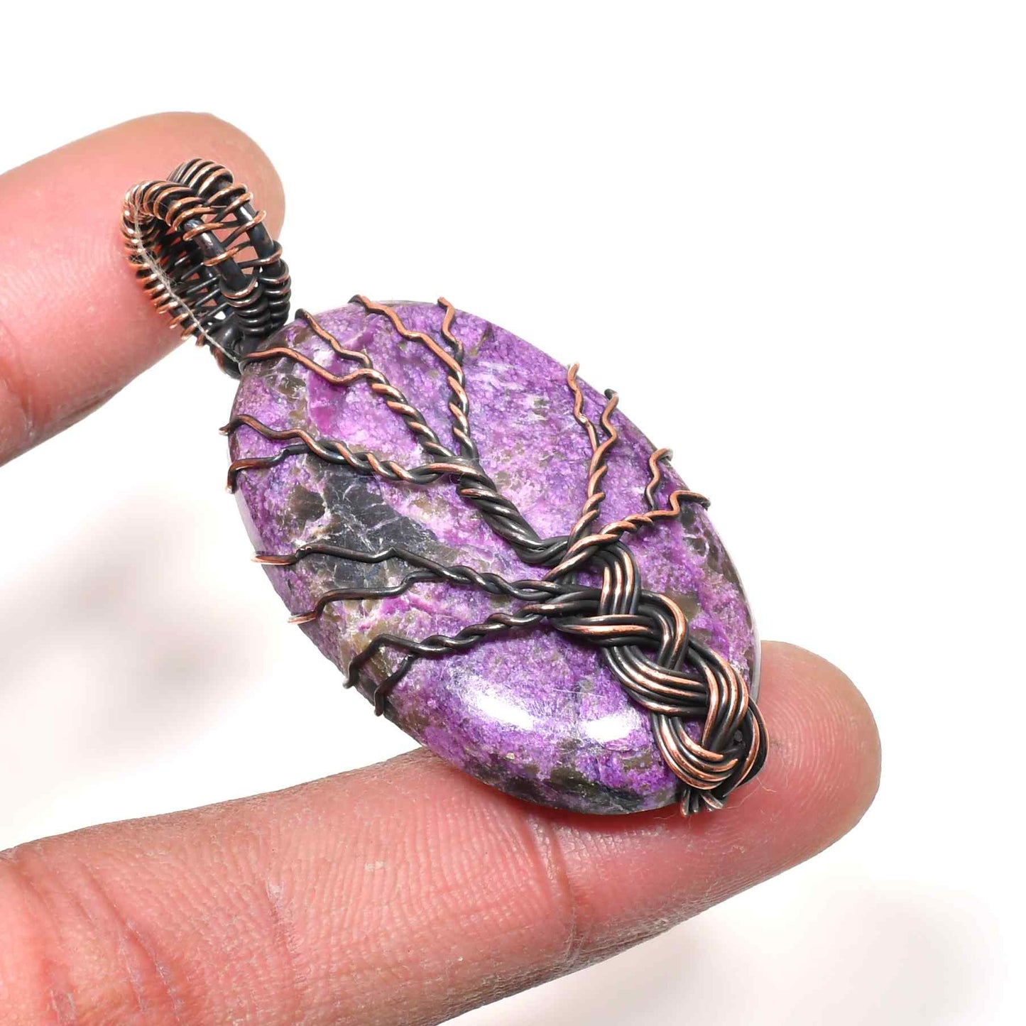 Ezra’s Veil – Mystic Amethyst Copper Pendant