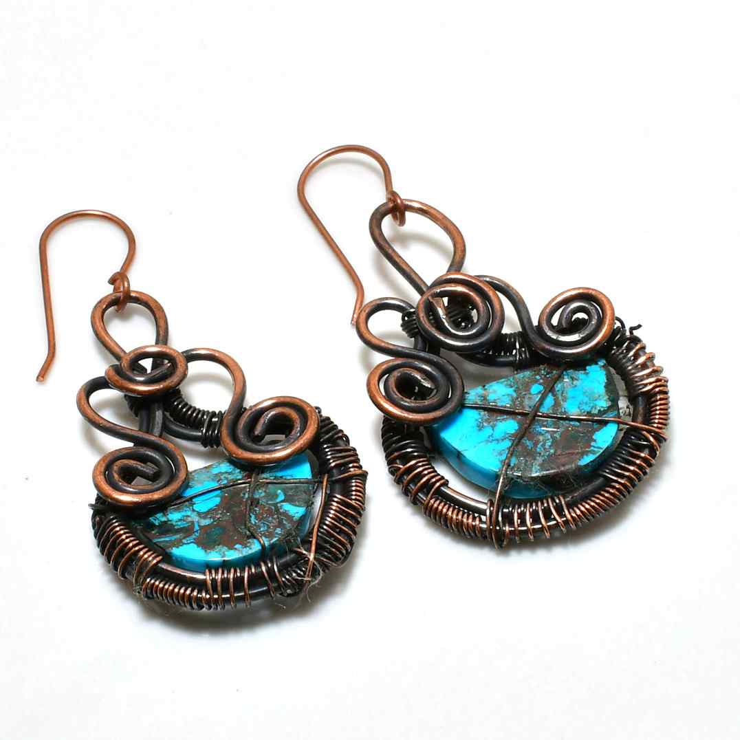 Azura’s Embrace – Turquoise Copper Hoops