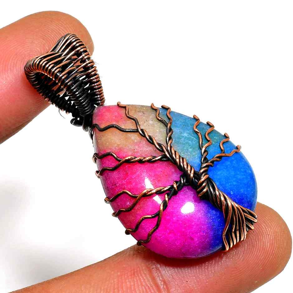 Gaia’s Grace – Tree of Life Gemstone Copper Pendant