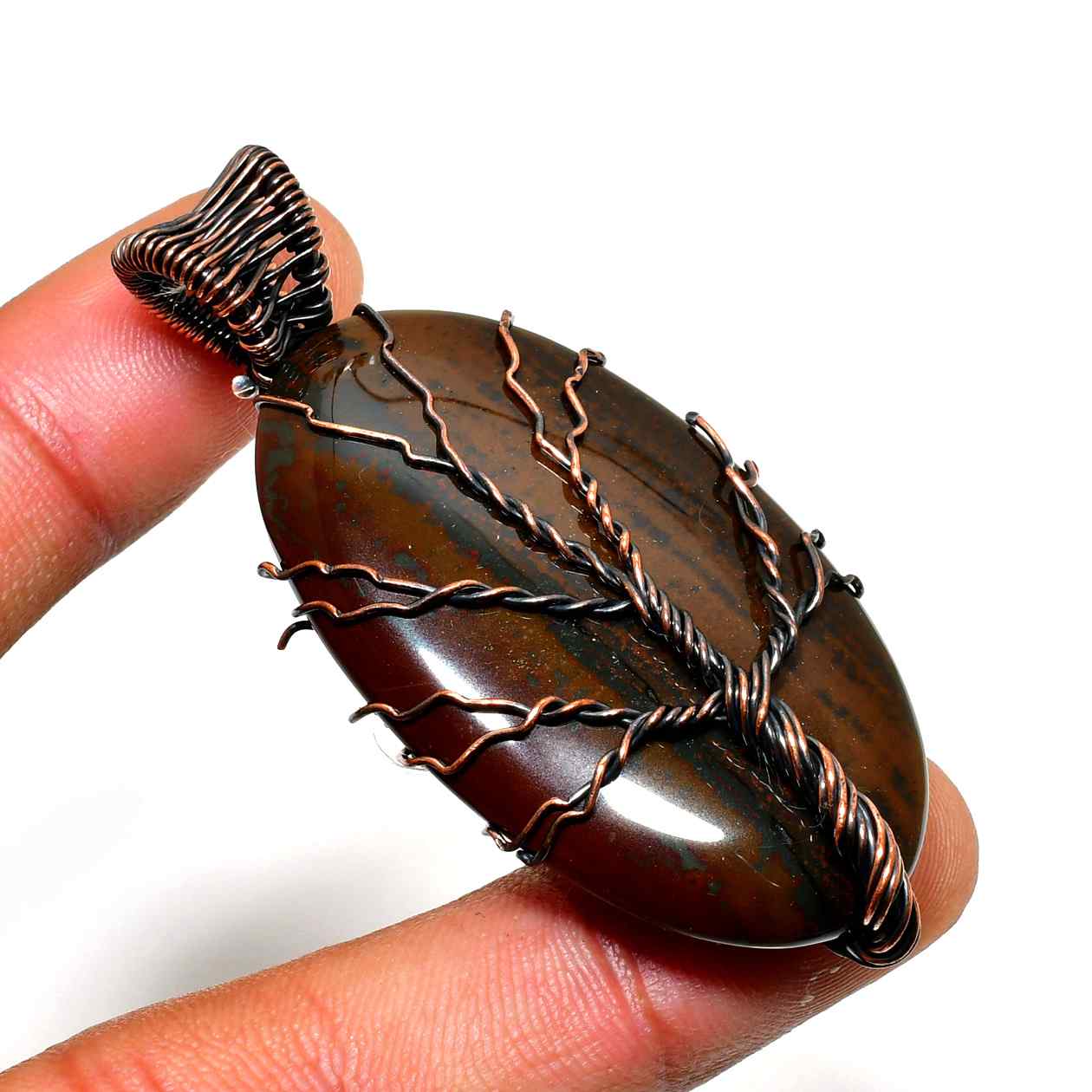 Ember’s Embrace – Jasper & Copper Pendant