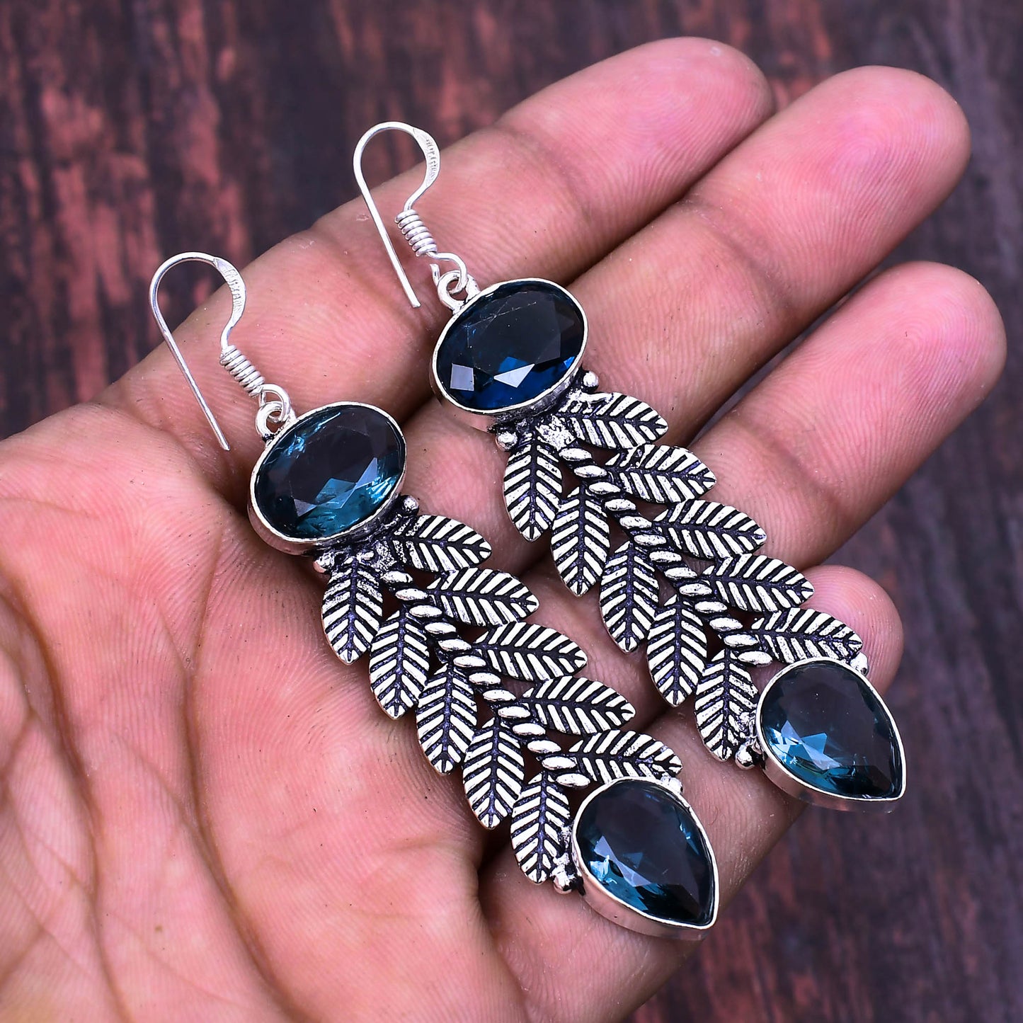 Luna Leaf – Sterling Silver & Blue Gemstone Earrings