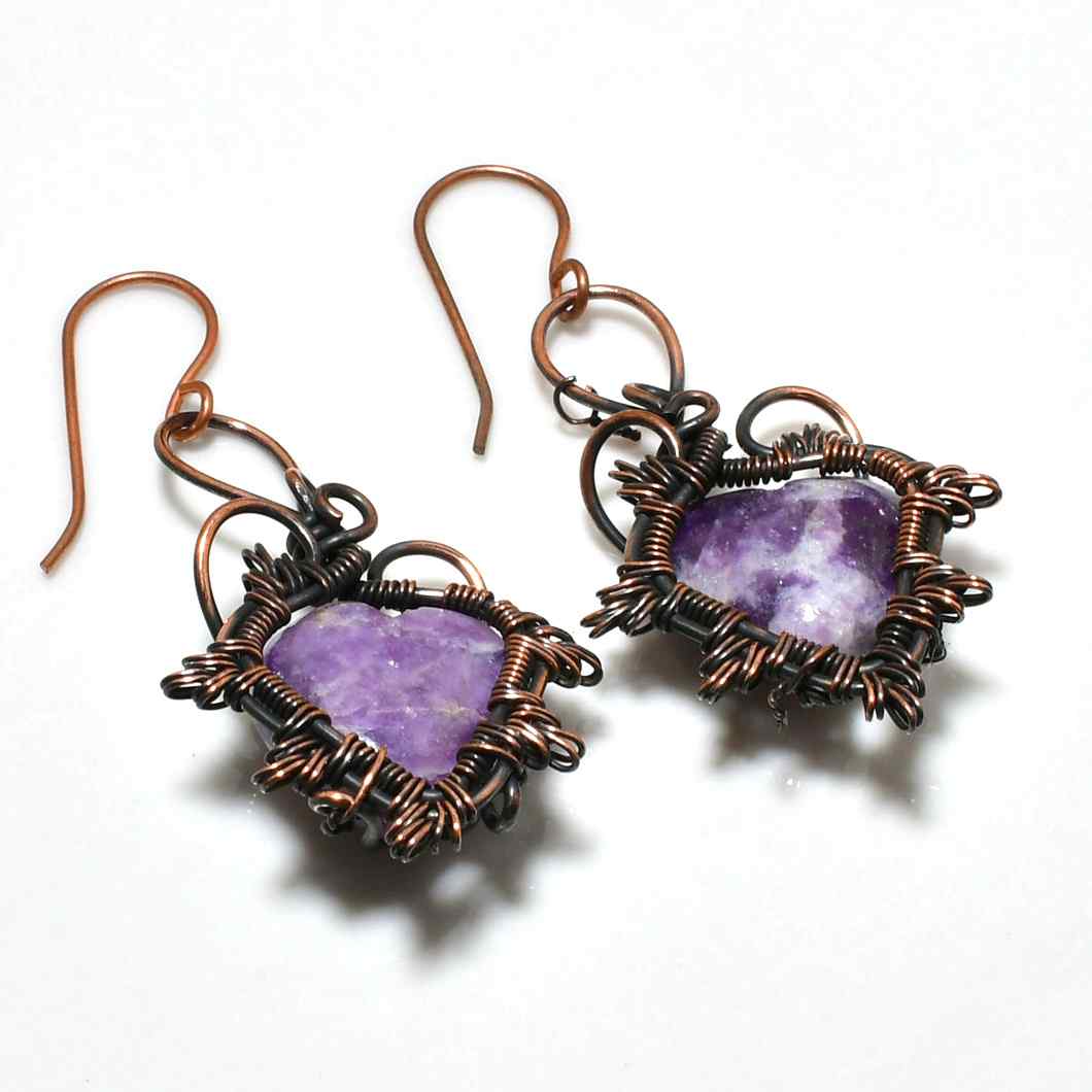 Ezra’s Veil – Amethyst Copper Earrings
