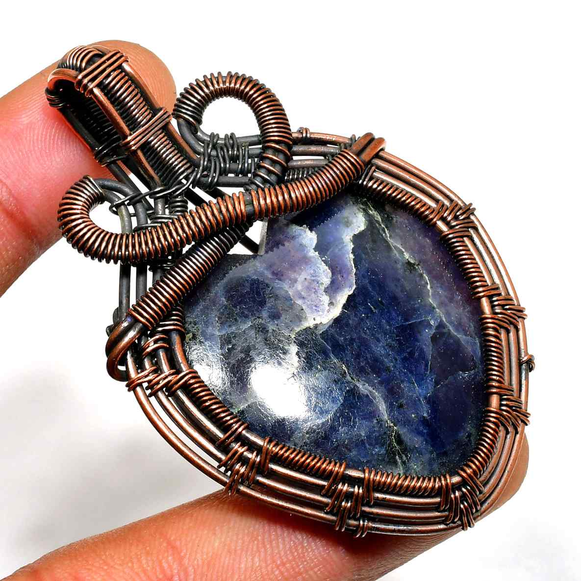 Ezra’s Veil – Copper-Wrapped Amethyst Pendant
