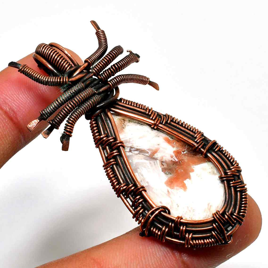 Aurora’s Glow – Clear Quartz Copper Pendant