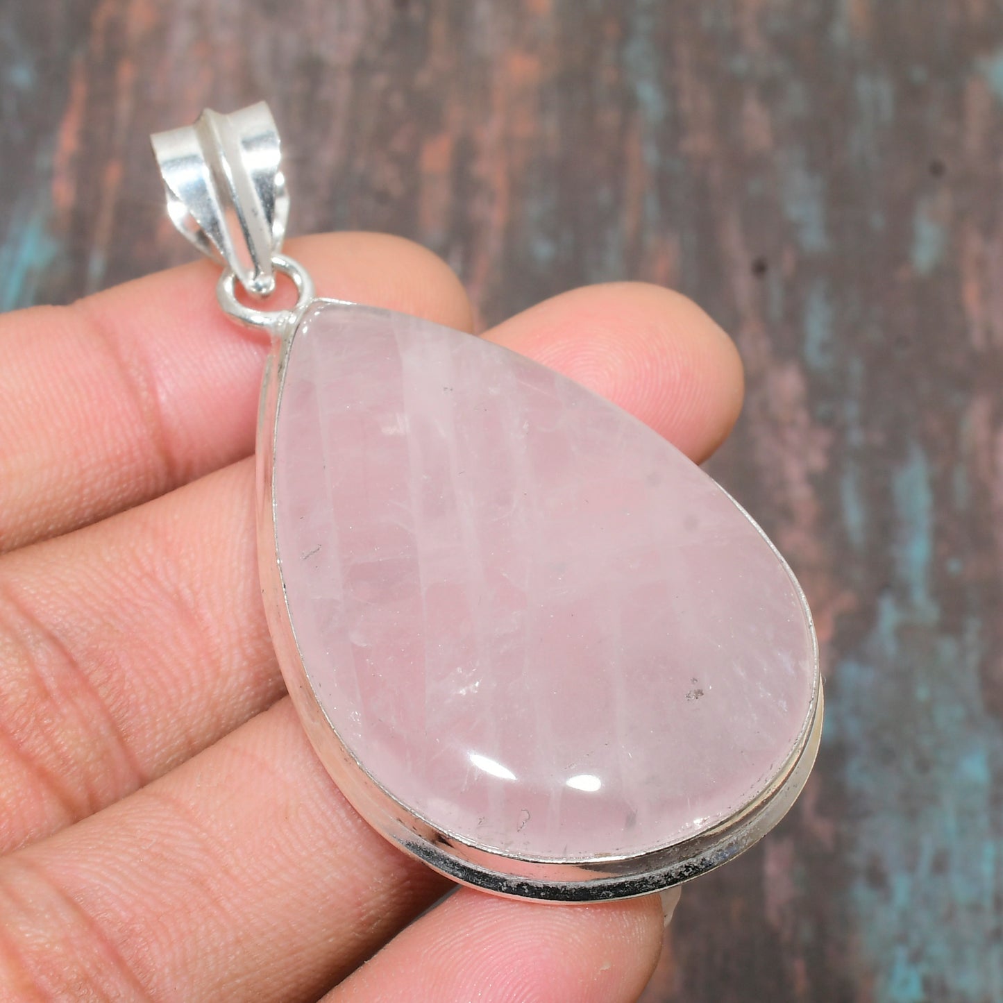 Grace’s Embrace – Sterling Silver Rose Quartz Pendant