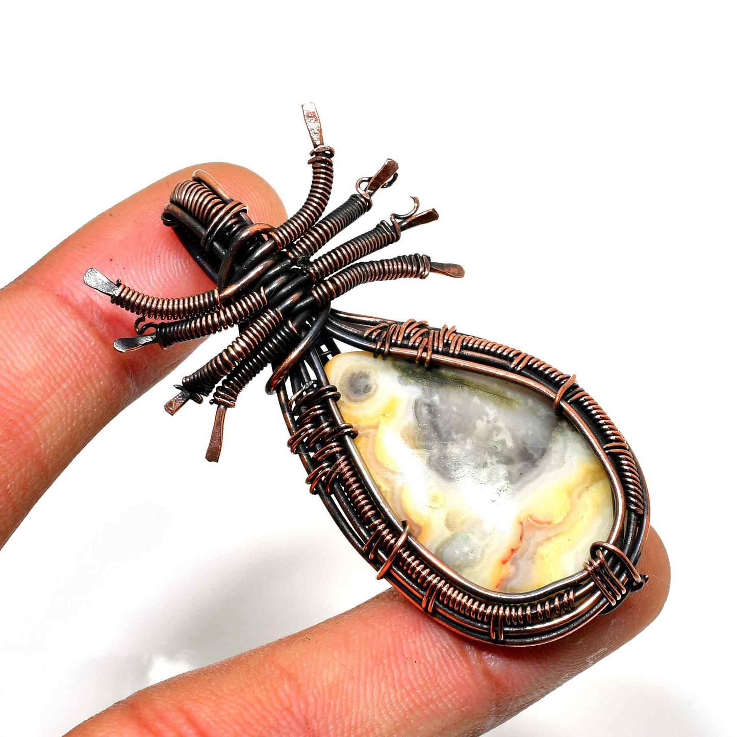 Gaia’s Embrace – Agate Copper Pendant