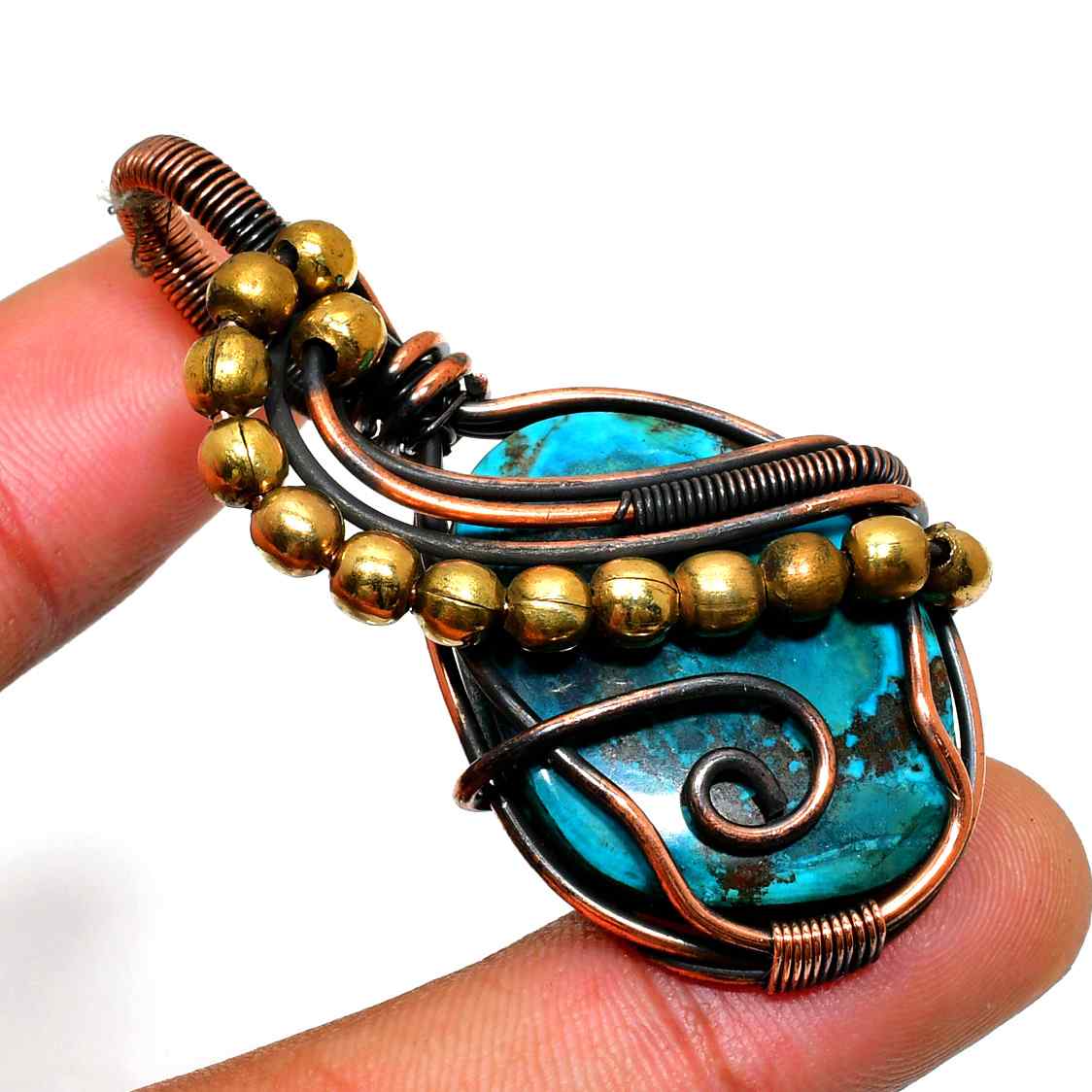 Azura’s Embrace – Turquoise Copper Pendant