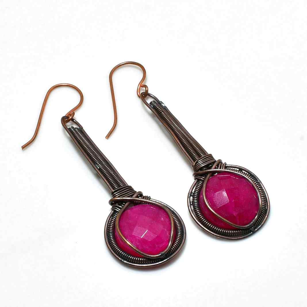 Phoenix’s Flame – Ruby Copper Earrings