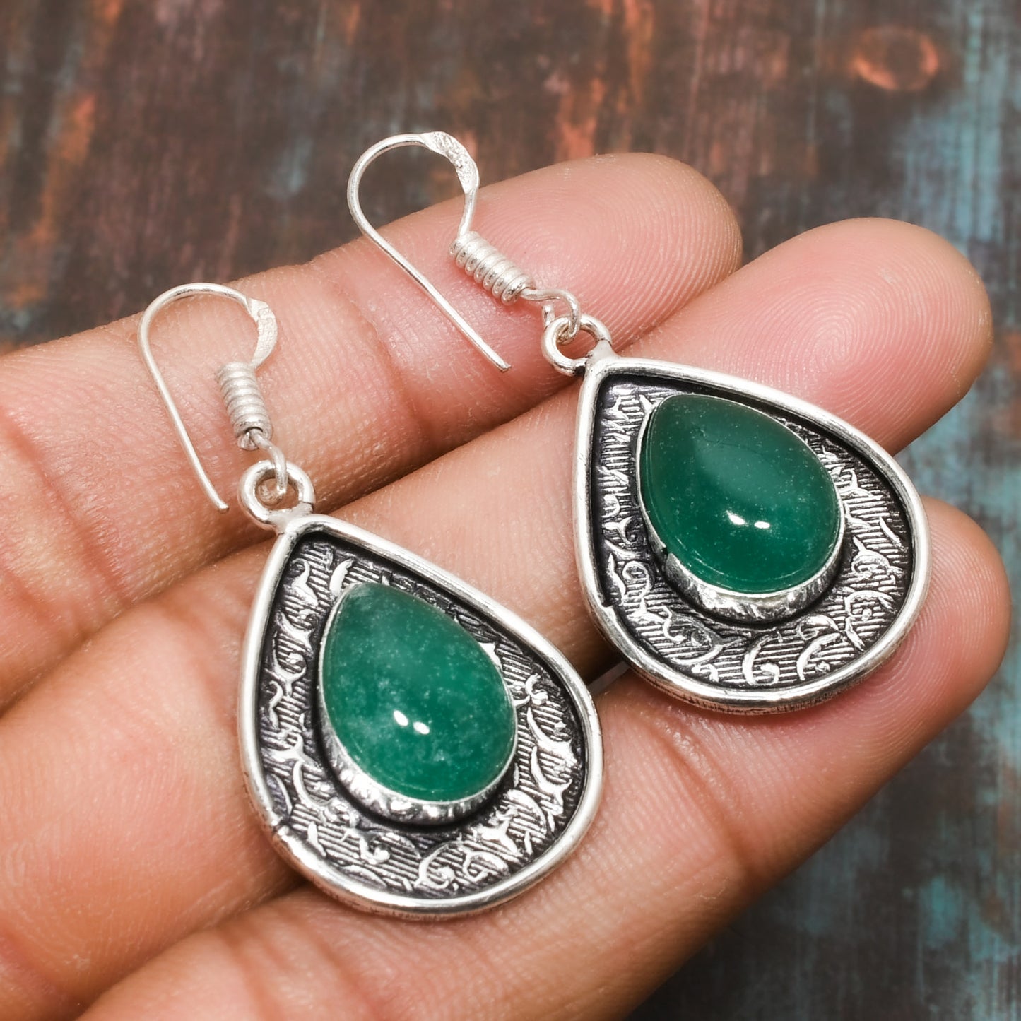 Gaia’s Embrace – Green Aventurine Sterling Silver Earrings