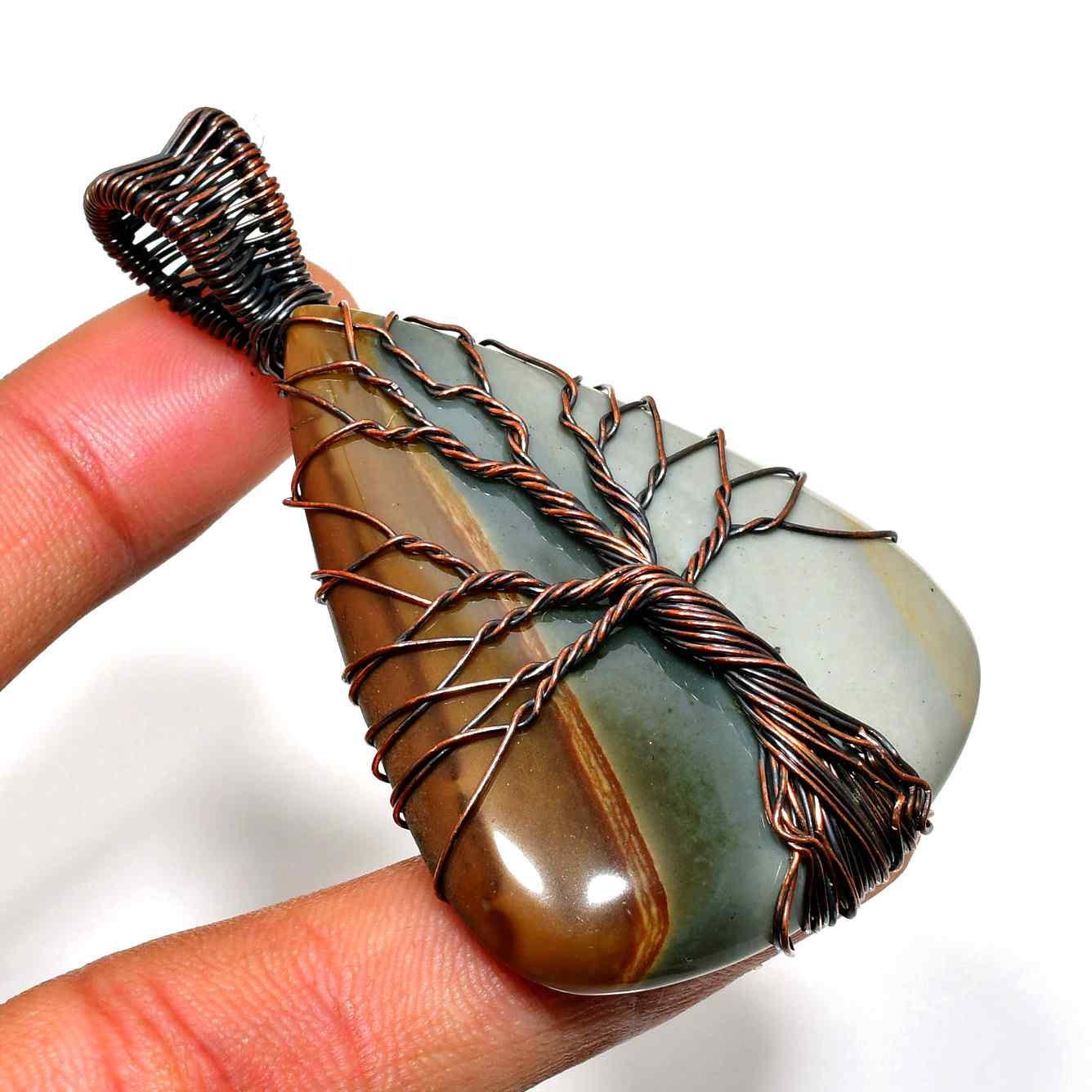 Earth’s Embrace – Natural Stone & Copper Pendant