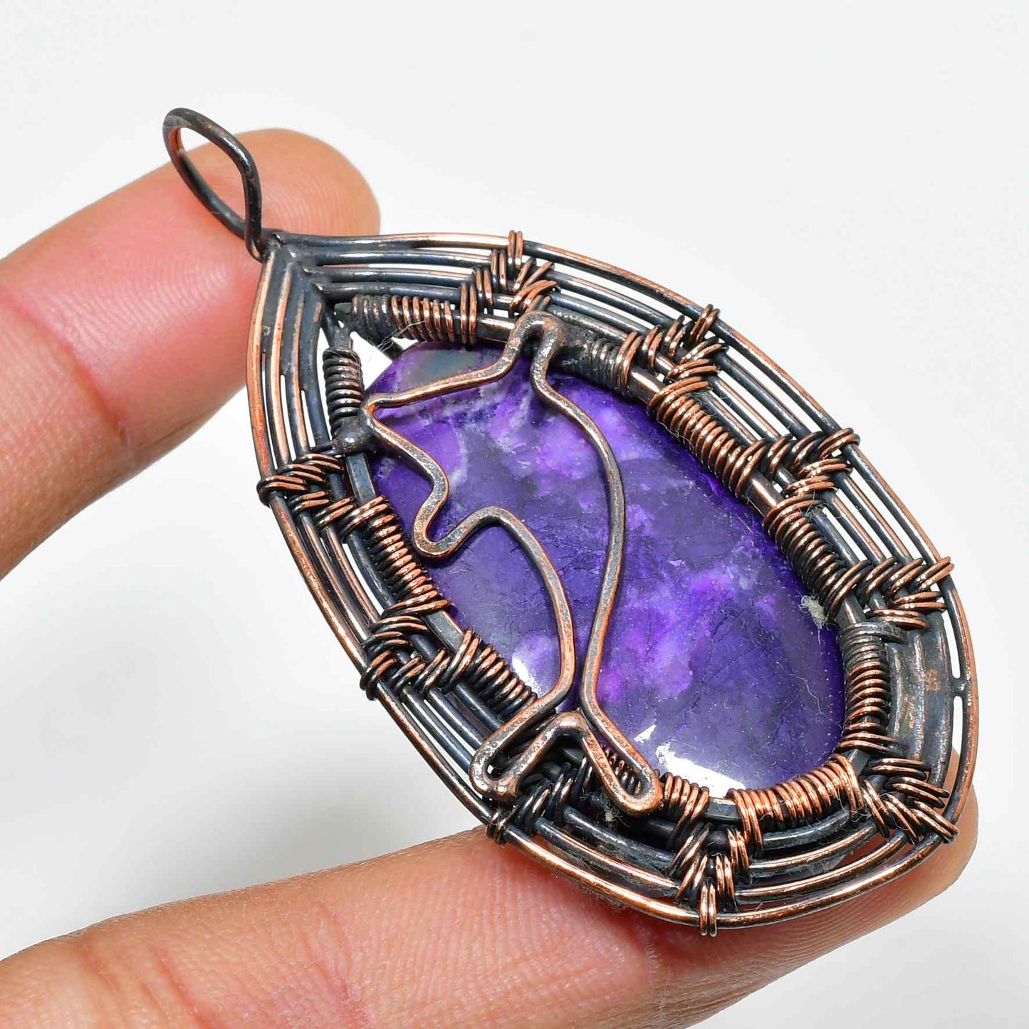Ezra’s Veil – Mystic Amethyst Copper Pendant